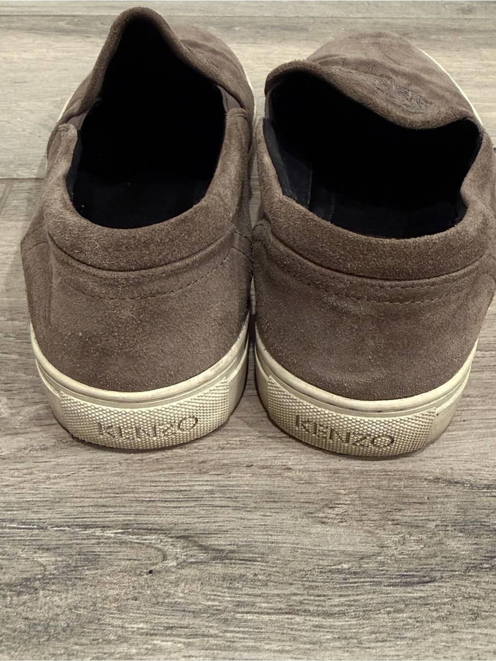 KENZO Taupe Suede Slip-On Loafers with Embroidered Tiger - Picture 3 of 4